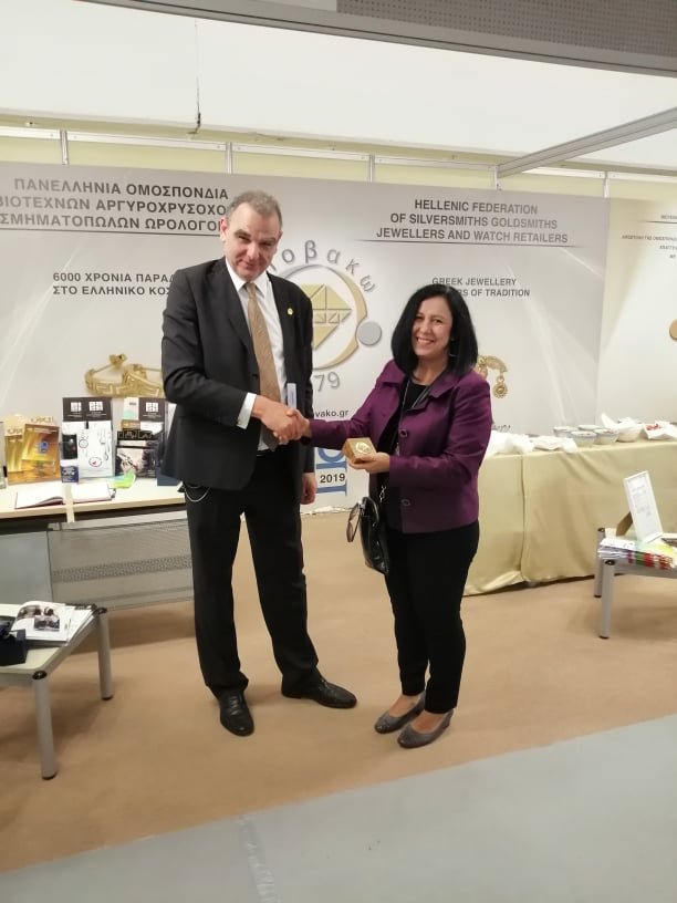 A student  of  Jewellery department  of  VTI Volos Municipality,  Awarded by POVAKO, at 34th Kosmima exhibition in Thessaloniki