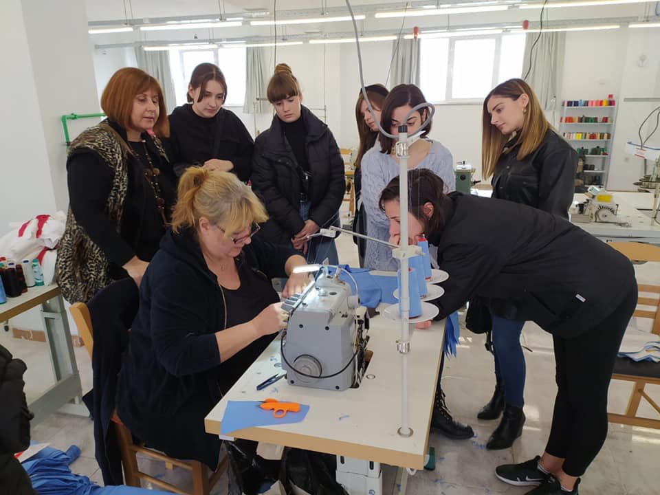 Students of  VOSONSPSO, ( the Czech Higher School of Fashion), at VTI of Volos Municipality, by  Erasmus + program.